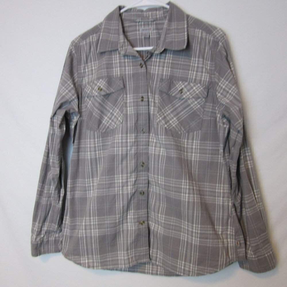 Carhartt Blouse Gray Plaid Button Up Long Sleeve Shirt Western Women's Large